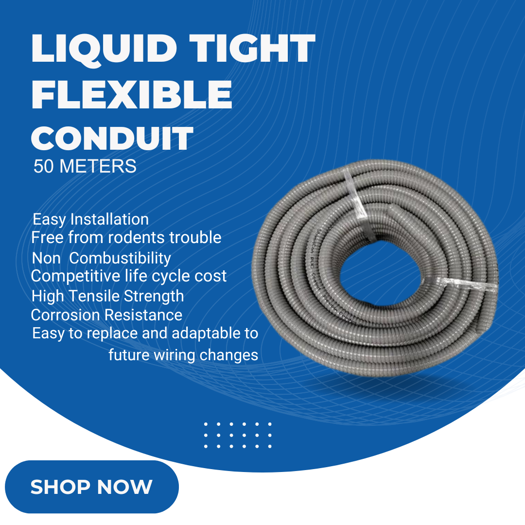 Liquid Tight Flexible Conduit Hose 1/2" 3/4" 1" x 50 meters | Soft Type PVC Coated