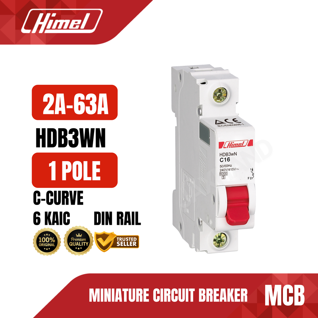 Himel Miniature Circuit Breaker 1 Pole 2A- 63A HDB3WN