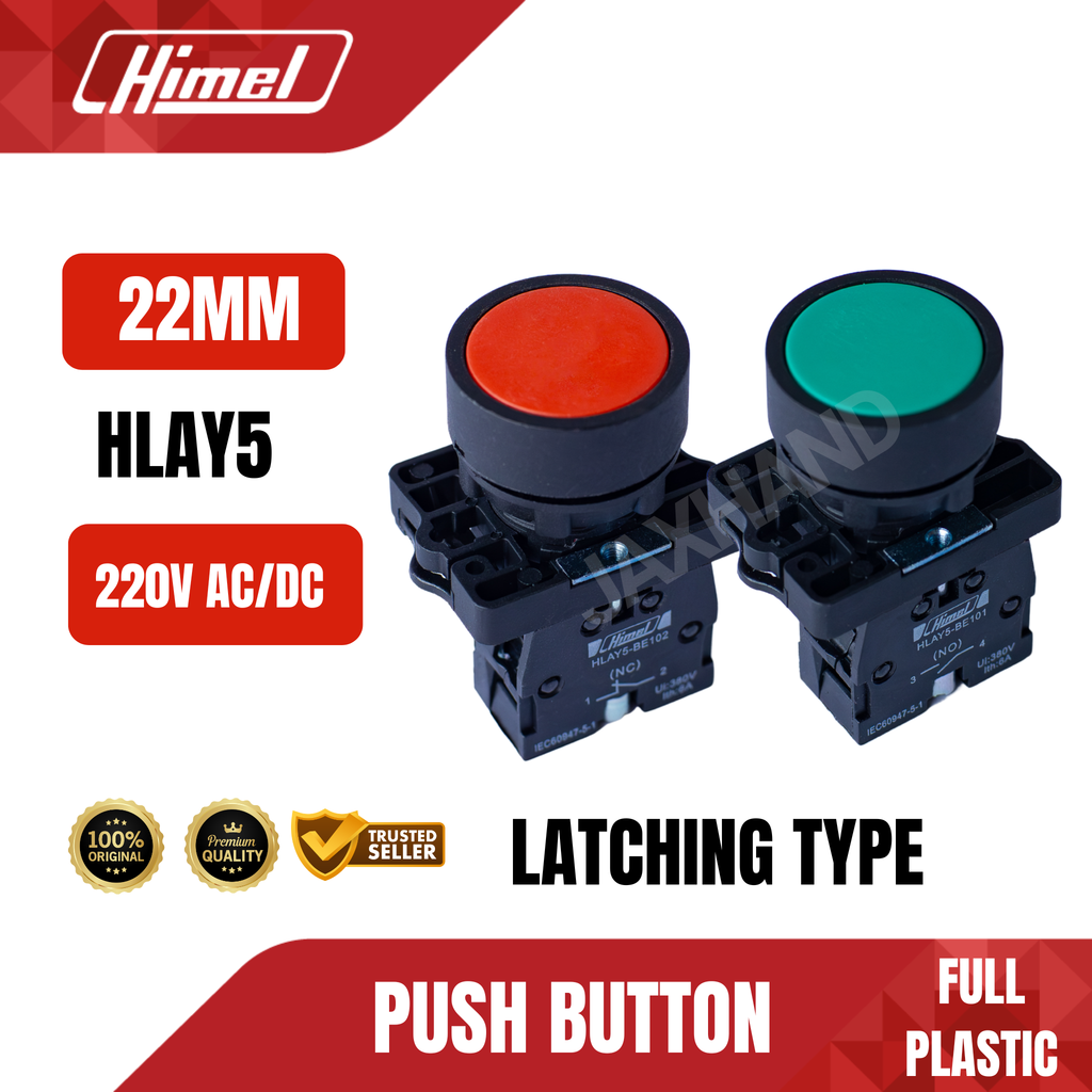 Himel Push Button Hlay5 22mm 220V AC/DC Latching Type Red | Green