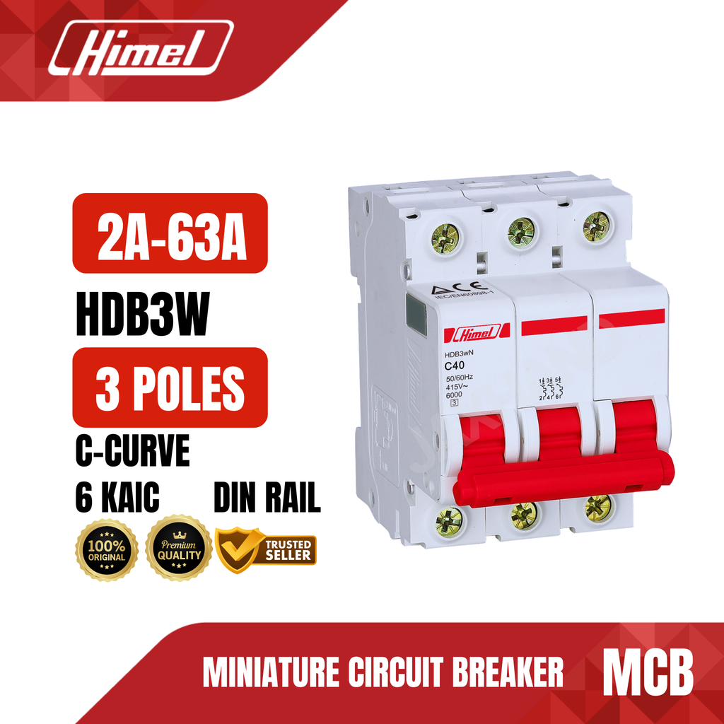 Himel Miniature Circuit Breaker 3 Poles 2A to 63A HDB3WN
