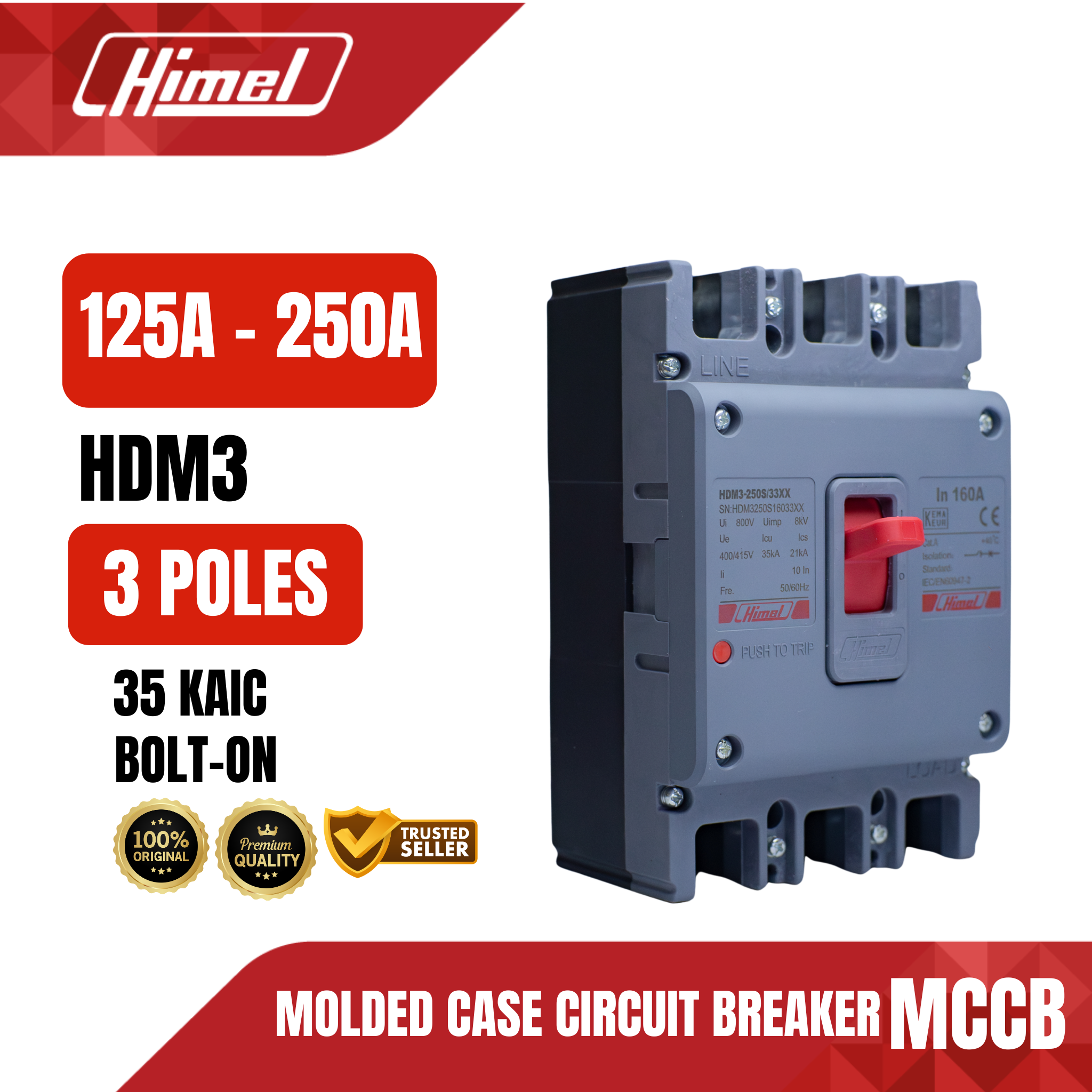 Himel Molded Case Circuit Breaker 3 Poles 125A-250A HDM3 series