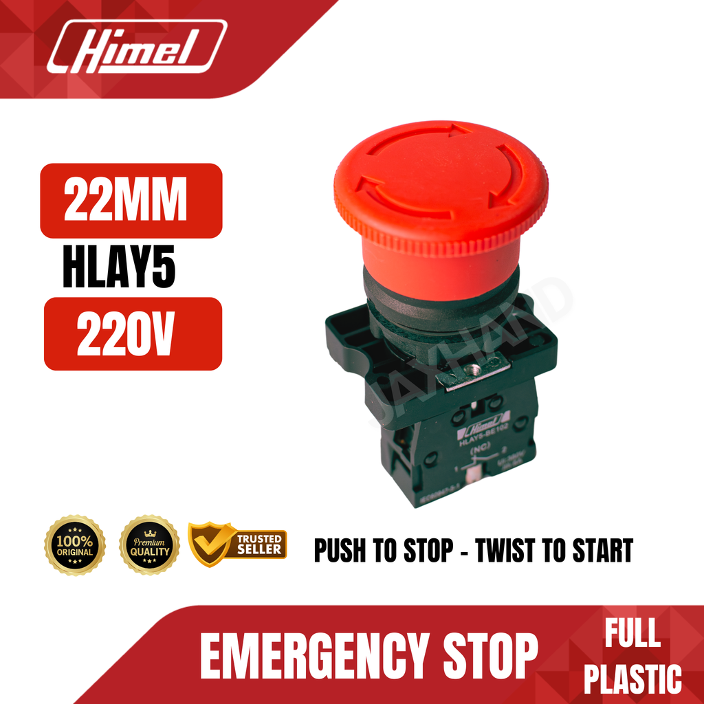 Himel Emergency Stop 220V | 22mm mounting | 40mm and 60 mm Head Diameter
