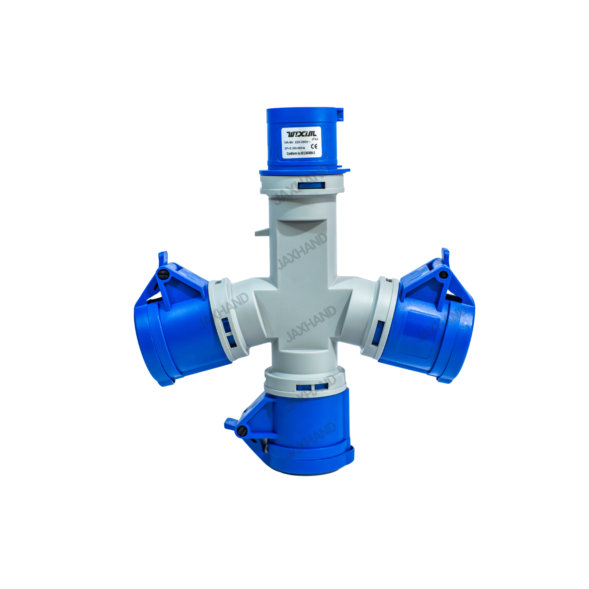 Industrial Splitter 16A~32A, 3-Poles (2P+E), 1 Male +3 Connector, CEE Plug